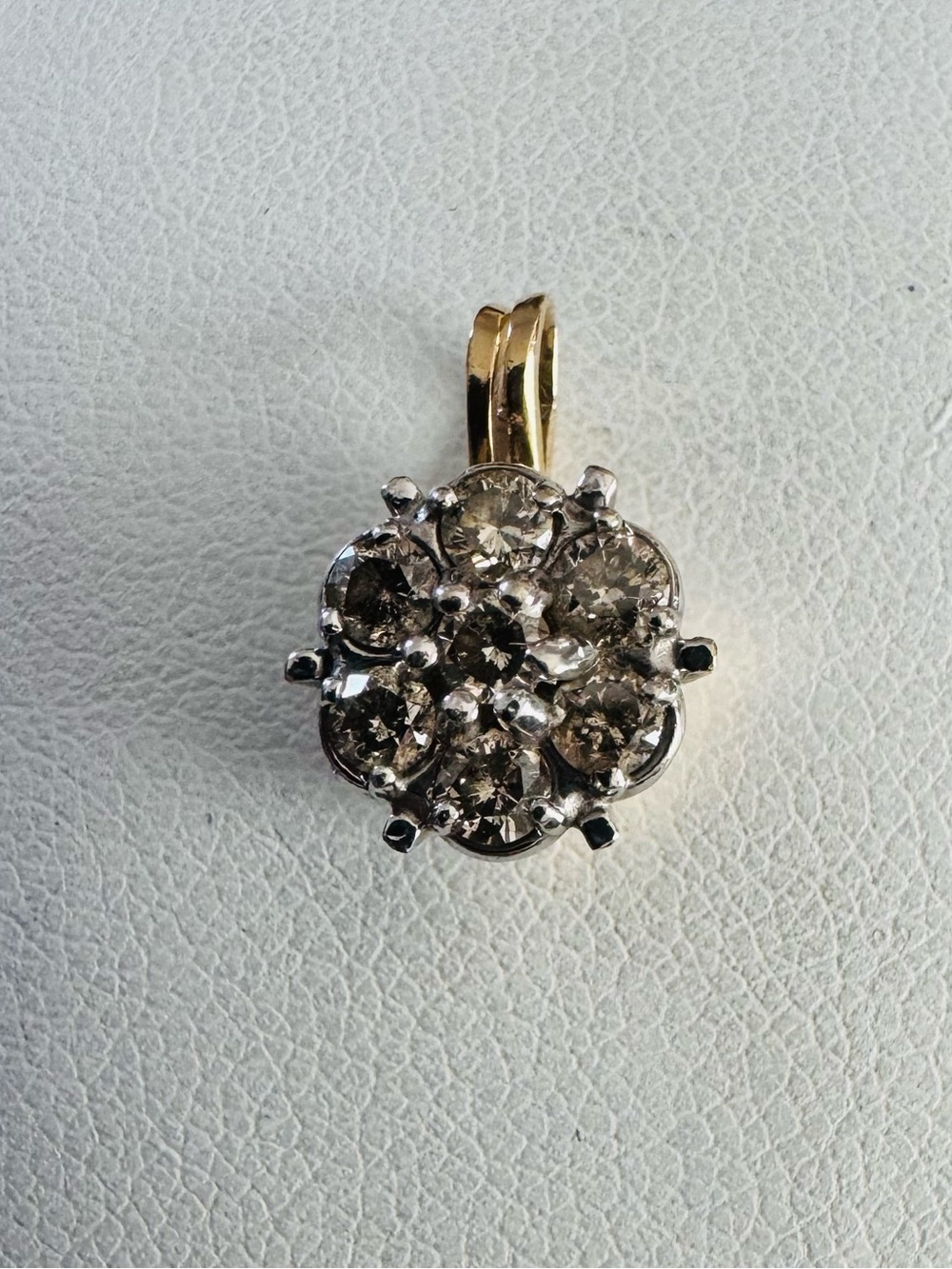 10K Yellow Gold and Diamond Vintage Floral Cluster Pendant Charm